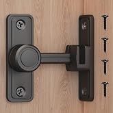 Barn Door Lock, 90&deg;/180&deg; Swing Privacy Latch, Sliding Barn Door Latch for Interior Bathroom Bedroom Closet Shed, Zinc Alloy, Adhesive or Screw Mount, Slide Lock, Includes Screws &amp; Glue - Black