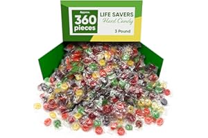 CHAIN & JO SWEETS Life Savers Individually Wrapped 5 Fruit Flavored Candy for Christmas Stocking Stuffers Candy - 3 Pound Of Approx 360 Pieces - Bulk Lifesavers Hard Candy - Cherry, Raspberry, Watermelon, Orange And Pineapple - Holiday Candy - Bulk Candy Individually Wrapped For Sharing