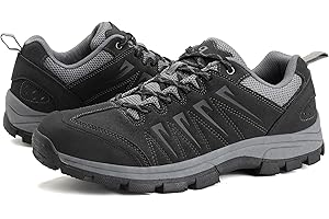 OL OUTJET LEGEND Men's Waterproof Hiking Shoes Leather Comfortable Lightweight Anti-Slip Outdoor Walking Work Sneakers