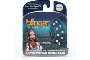 blinger® Ultimate Fan Refill Pack of 30 Dazzling Hair-Safe Gems - Metallic Silver – as seen on Shark Tank | Hair-Safe Bedazzler Gem Stamper for all the Sports Lovers | Fun Gift, Game Days, Sports
