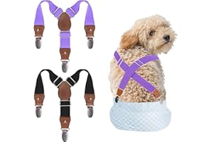 INNERZEN 2 Pieces Dog Diaper Suspenders, for Female and Belly Band for Male, Prevent Diapers from Falling Off,Suspender for Dog in Heat/Period(Black&Purple,XS/S)