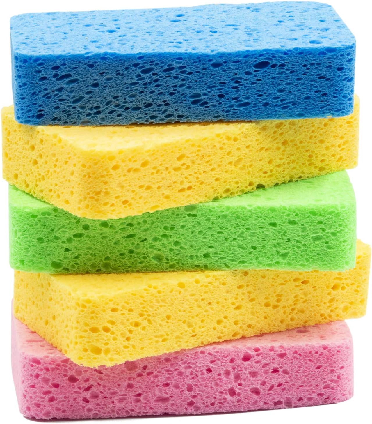 Temede Sponges for Dishes, Large Cellulose Kitchen Sponge, 3.5cm Thick Heavy Duty Scrub Sponges for Cleaning, Non-Scratch Dish Scrubber Natural Sponge for Household Cleaning, Cookware, Bathroom, 5pcs: Kitchen & Dining
