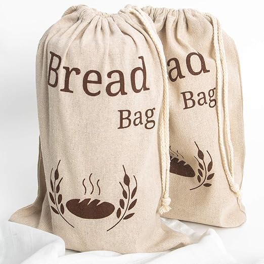2 Pack New Living 100 Organic Linen Bread Bag 2 x Reusable Bread