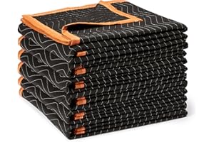 Amazon Basics Moving Blankets, 72" x 40", Pack of 6, Black