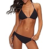 American Trends Women's String Two Piece Halter Top Triangle Bikini Set with Tie Side Bottom Sexy Swimsuit Bathing Suits