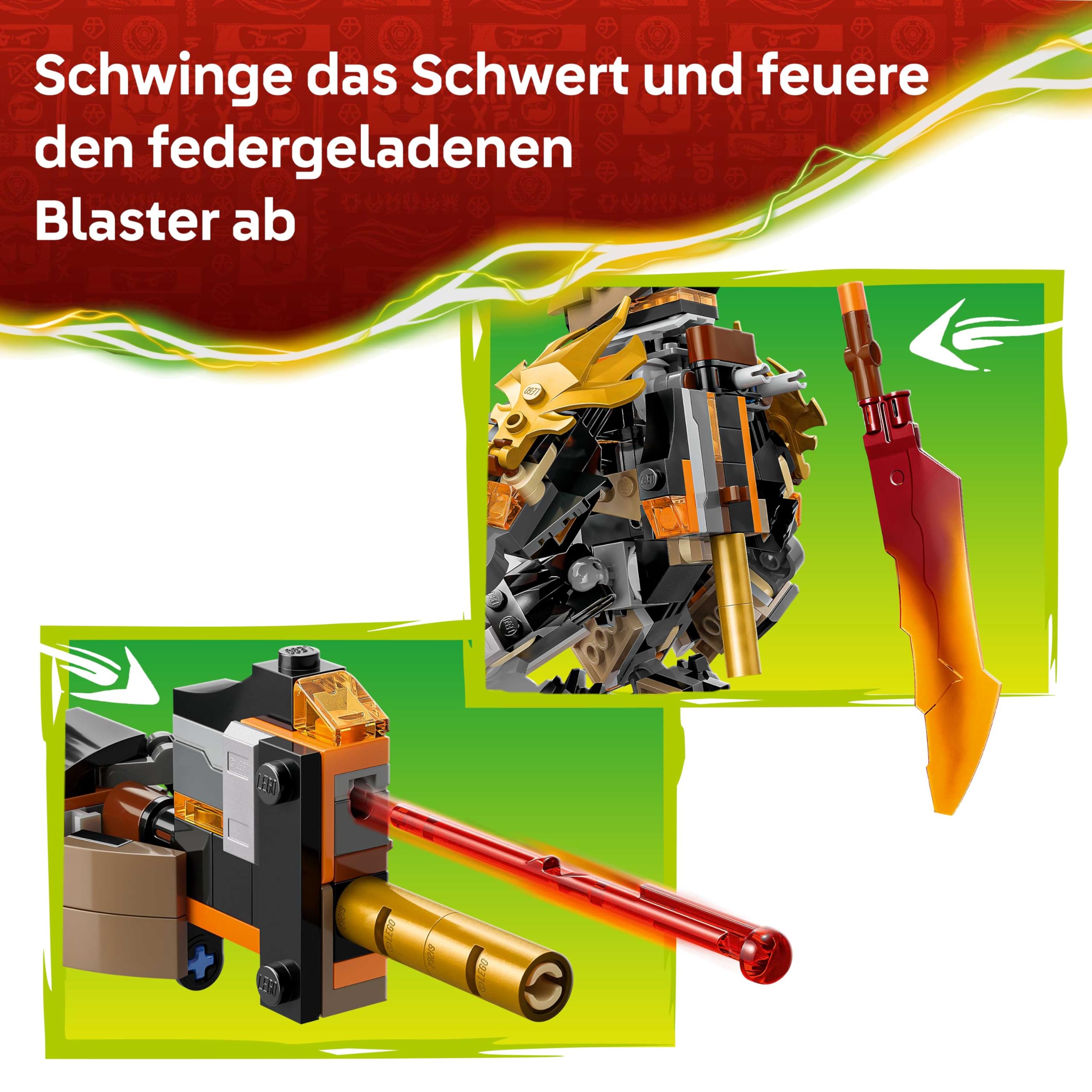 LEGO NINJAGO Coles Action-Mech und Drachen-Zane - Ninja Spielzeug für Jungen und Mädchen - Modellbau mit Actionfigur, 3 Minifiguren und Schwertern - Geschenk für Kinder ab 7 Jahren - 71854 4
