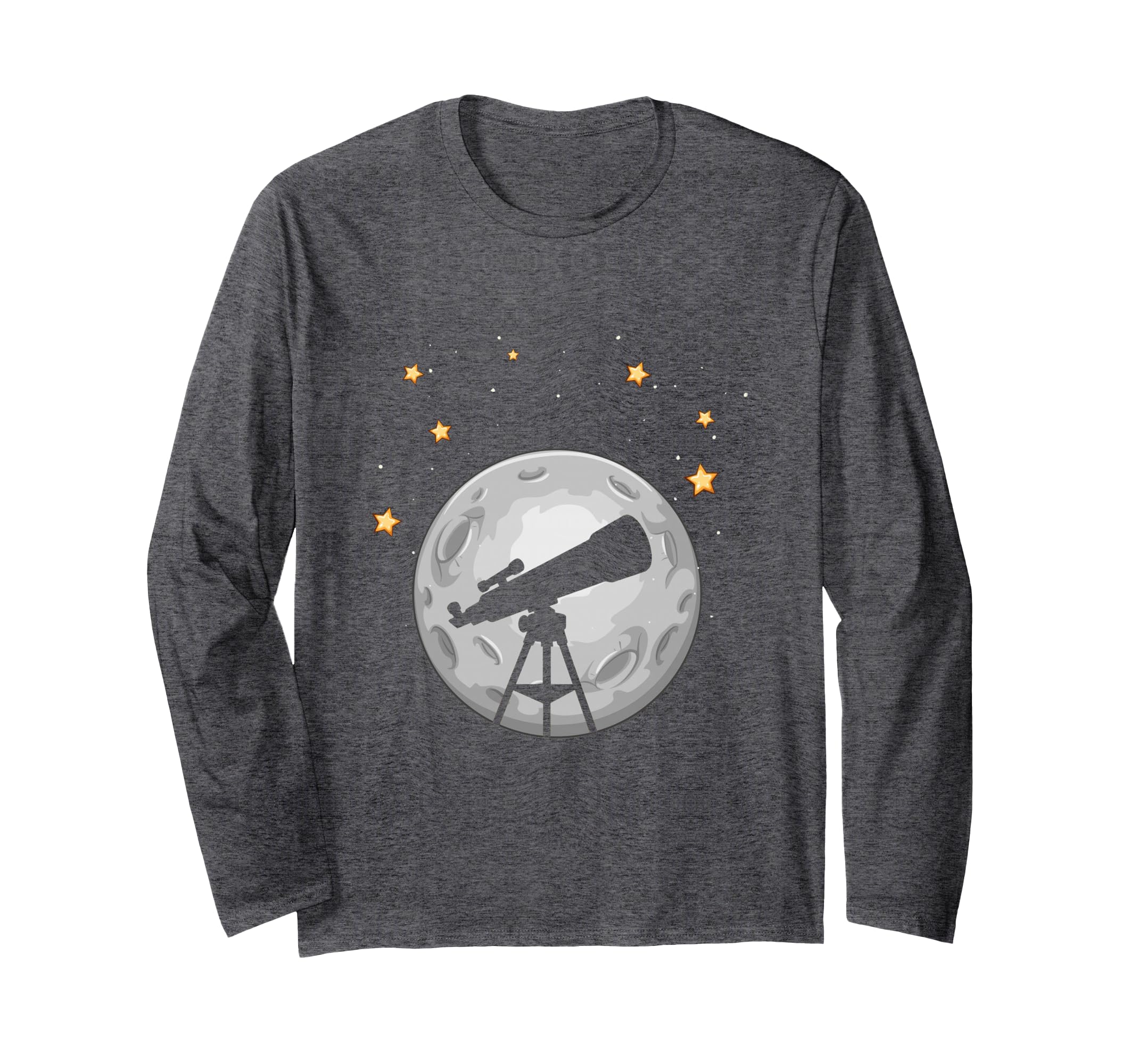 Telescope Telescope Moon Stars Observing Astronomy Universe Long Sleeve T-Shirt