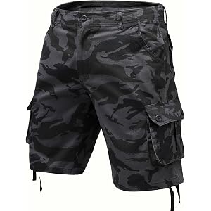 Thkzn Men's Camo Cargo Shorts Cotton Work Casual with Pockets | Army Camouflage Tactical Short,Regular Fit,With 6 Pockets,Ath