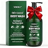 VOERUY Eucalyptus & Tea Tree Oil Deodorizing Body Wash for Men & Women - 24 Hour Odor Control Shower Gel, Nourish & Sooth Dry, Itchy Skin, Natural Odor Control with Coconut Oil, Sulfate & Paraben-Free