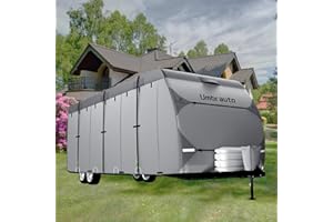 Umbrauto RV Cover 18-20ft: 7 Layers Travel Trailer Cover, Waterproof Camper Cover, Toy Hauler Cover with Tongue Jack Cover, Extra Windproof Ropes, Gutter Covers