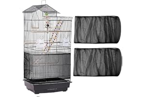 LWFCOEE Bird Cage Seed Catcher, Large Bird Cage Skirt Guard, Adjustable Soft Nylon Mesh Bird Cage Netting for Round Square Bird Cages Circumference 60-86"