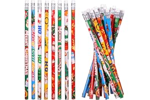 emzrivo Christmas Pencils Xmas Wood Pencil with Eraser Snowman Pencils Santa Elk Assorted Christmas Stationery Pencil, 8 Styles(24)