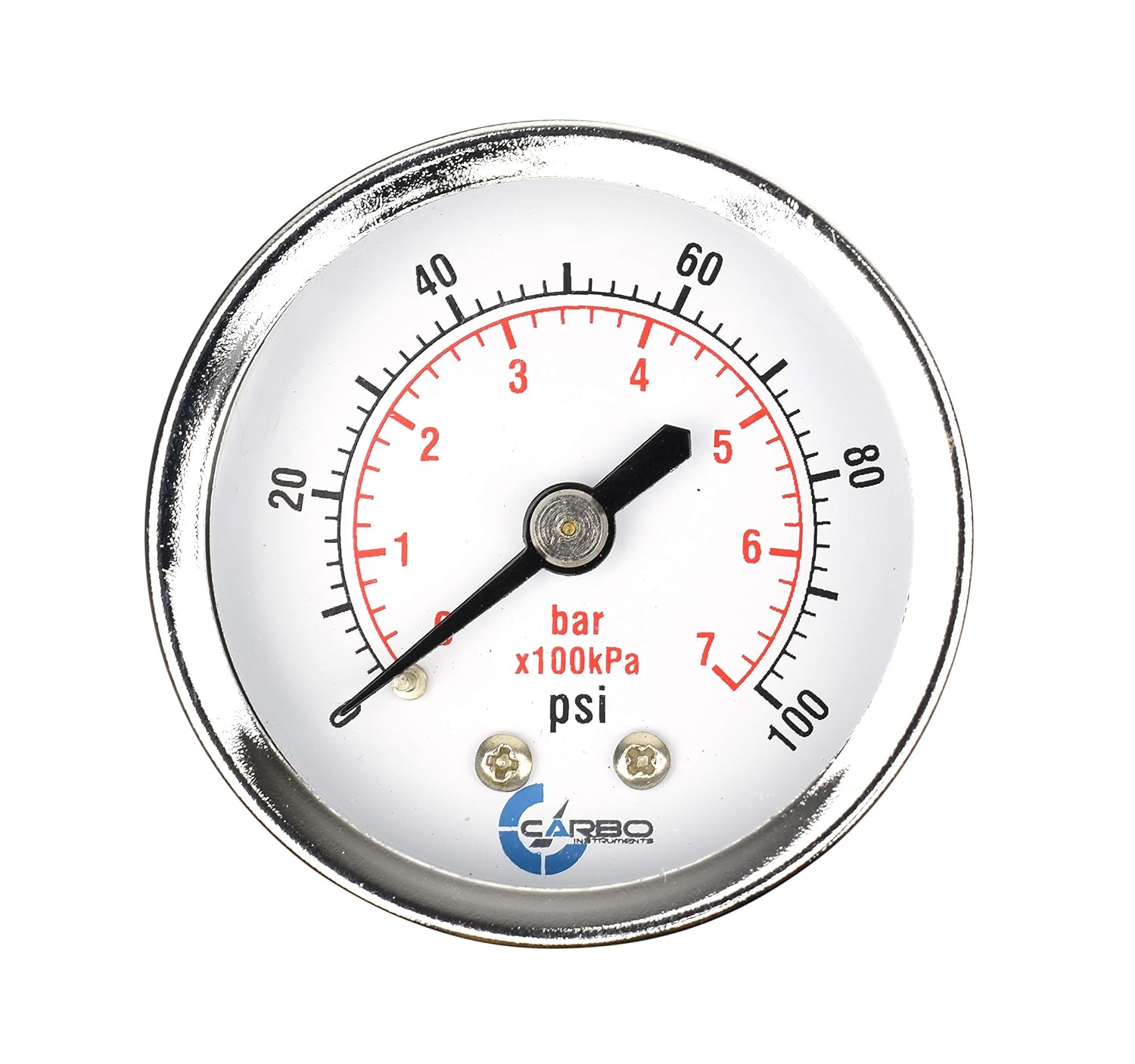 CARBO 2" Pressure Gauge - 0-6000 Psi/kPa, Chrome Steel Case, 1/4" NPT Back Mount, For Air, Water, Hydraulics