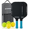 Eliwdshen Pickleball paddles set of 2 | Rackets are made to USAPA standards | 3k fibreglass textured surface| rimless design | 16 mm polypropylene honeycomb core | Racket Set for Men, Women, Children.