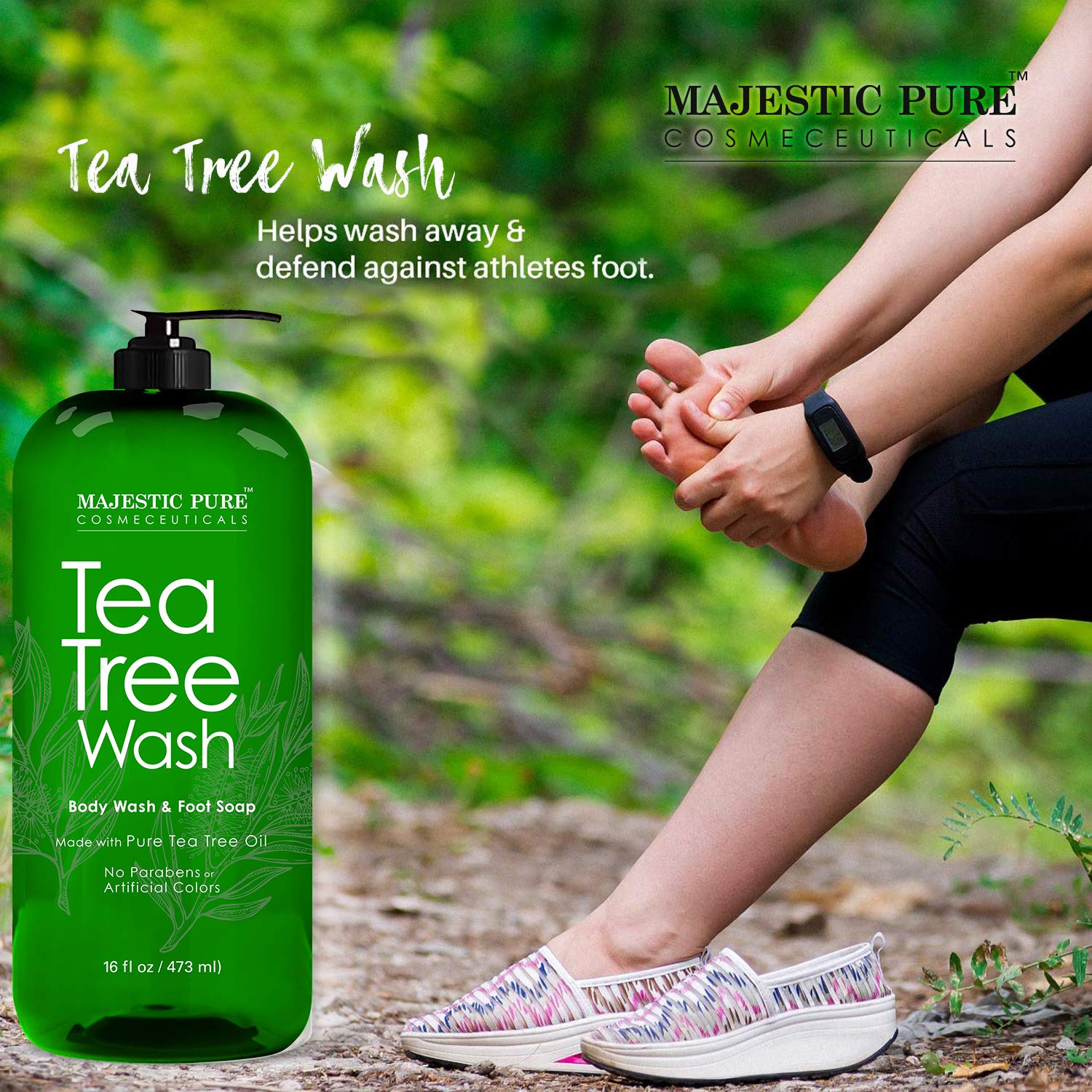 Majestic Pure Tea Tree Body Wash - Formulated to Combat Dry, Flaky Skin - Soothes, Nourishes and Moisturizes Irritated, Chapped, Problem Skin Areas - (Packaging may Vary) -16 fl. oz. : Beauty