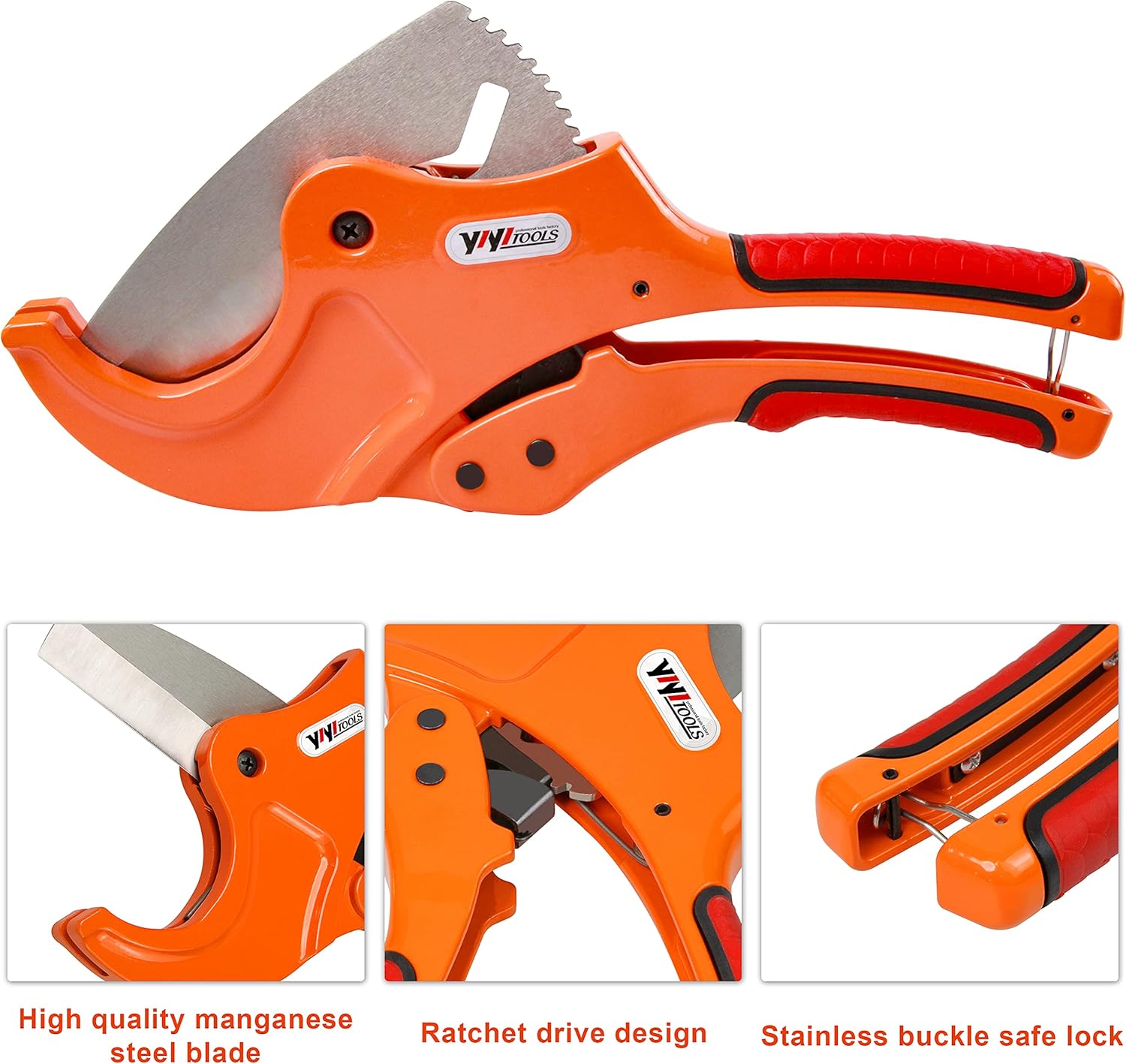 "YIYITOOLS PVC Cutter, Ratcheting Pipe Cutters Cuts up to 2-1/2"" Pipe Capacity Cutting Tool. Ideal Pipe Cutter for Home Working and Plumbers" (QF-1-004): Home Improvement