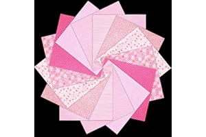 14PCS 10x10 Inch Pink Cotton Fabric Squares for Quilting, Pre-Cut Floral Patchwork Squares for Quilting & Sewing, Cotton Prec