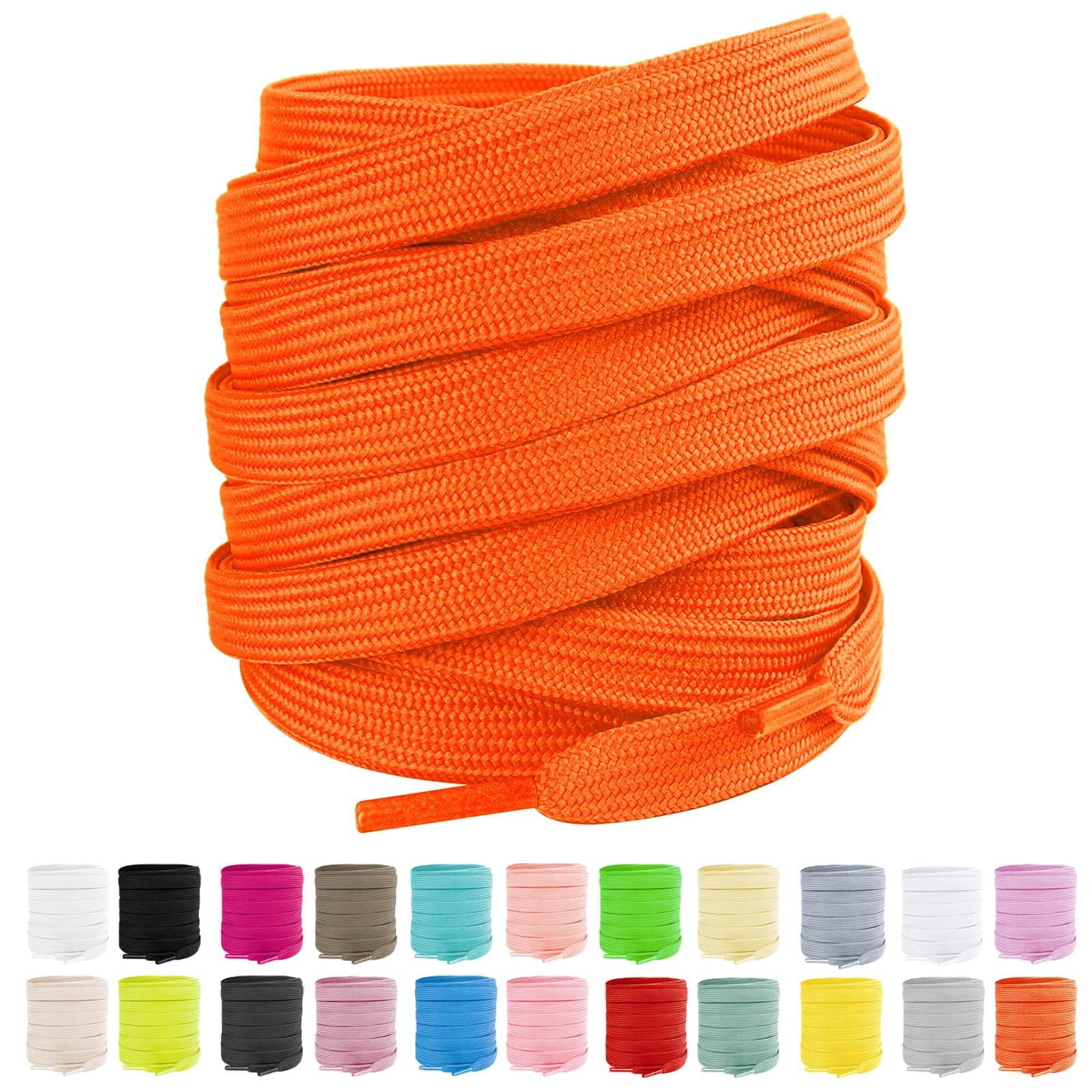 LUOFMISS 2 Pairs Flat Shoe Laces 5/16" Athletic