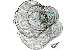 WEISGJA Folded Minnow Trap Crab Trap 23.6in x 11.8in Thicken Fishing Bait Trap with Hand Rope Crawfish Lobster Fishing Net Trap Fishing Accessories, Black
