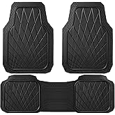 CAR PASS Heavy Duty Rubber Car Floor Mats, Waterproof Universal Trim-to-Fit Car Mats All Weather Floor Mats for SUV Truck Sedan, Premium Auto Floor Mats Full Set 3 Piece Anti-Slip, Solid Pure Black