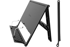 Readaeer Portable Book Stand Free Angle Adjustable Book Holder for Thick Textbook Collapsible Lightweight Book Rest (Black)