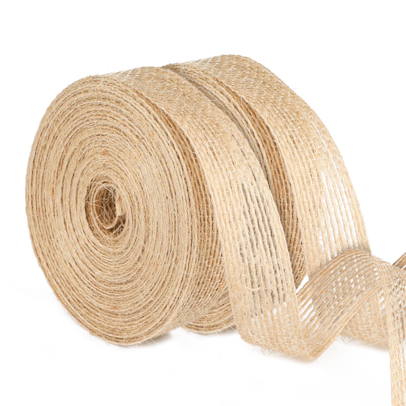 G2PLUS 2CM Natural Hessian Ribbon, 20M Jute Burlap Craft Ribbon for Crafting, Brown Rustic Jute Band for Prsents Wrapping, Christmas Wreaths Project — image 1