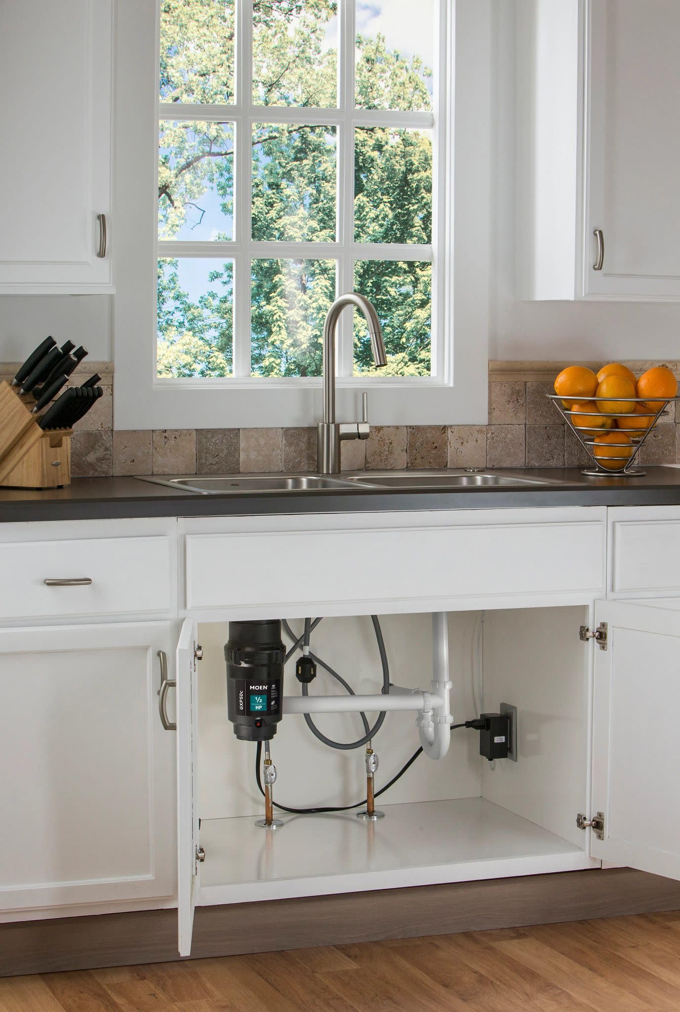Moen Prep Series PRO Continuous Feed Compact Garbage Disposal for Kitchen Sink with Power Cord, GXP50C
