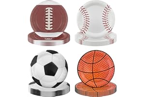 ITTEBISS 48PCS Sports Birthday Party Decorations 7" Sports Party Plates Disposable Sports Paper Plates Baseball Basketball Soccer Football Plates for Boys Adults Birthday Party Decorations