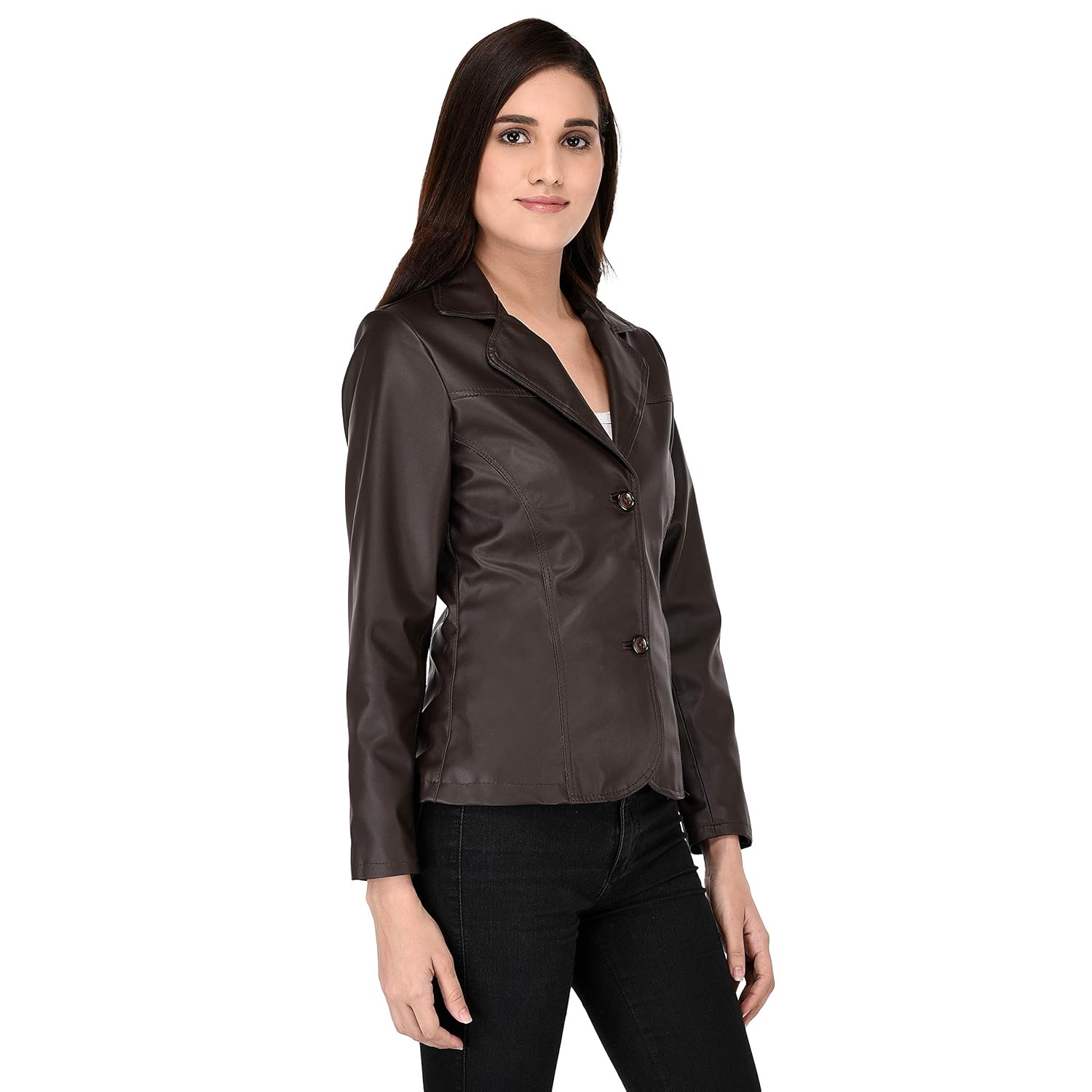 peppyhub women's chocolate brown blazer, full sleeve, western wear, sizes s-xl