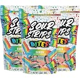 Sour Strips Sour Candy Bites, Rainbow Resealable Candy Bag, 6.35 Ounce (Pack of 3)