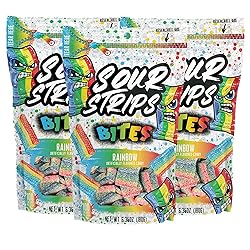 Sour Strips Sour Candy Bites, Rainbow Resealable