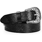 TRIWORKS Adjustable Vintage Western Belts for Women Men Cowboy Cowgirl Belt Engraved Buckle Belt for Jeans Pants Dresses
