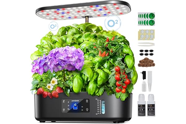 Ahopegarden Hydroponics Growing System Kit Indoor Herb Garden with Grow Light 12 Pods, with LCD Touch Panel Hydroponic Plante