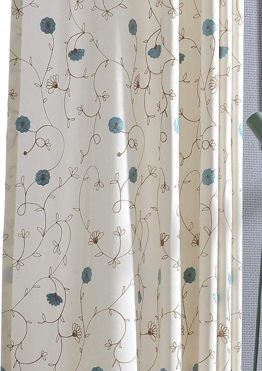 Amazon Com Vogol Floral Embroidered Elegant Curtains Simple Style