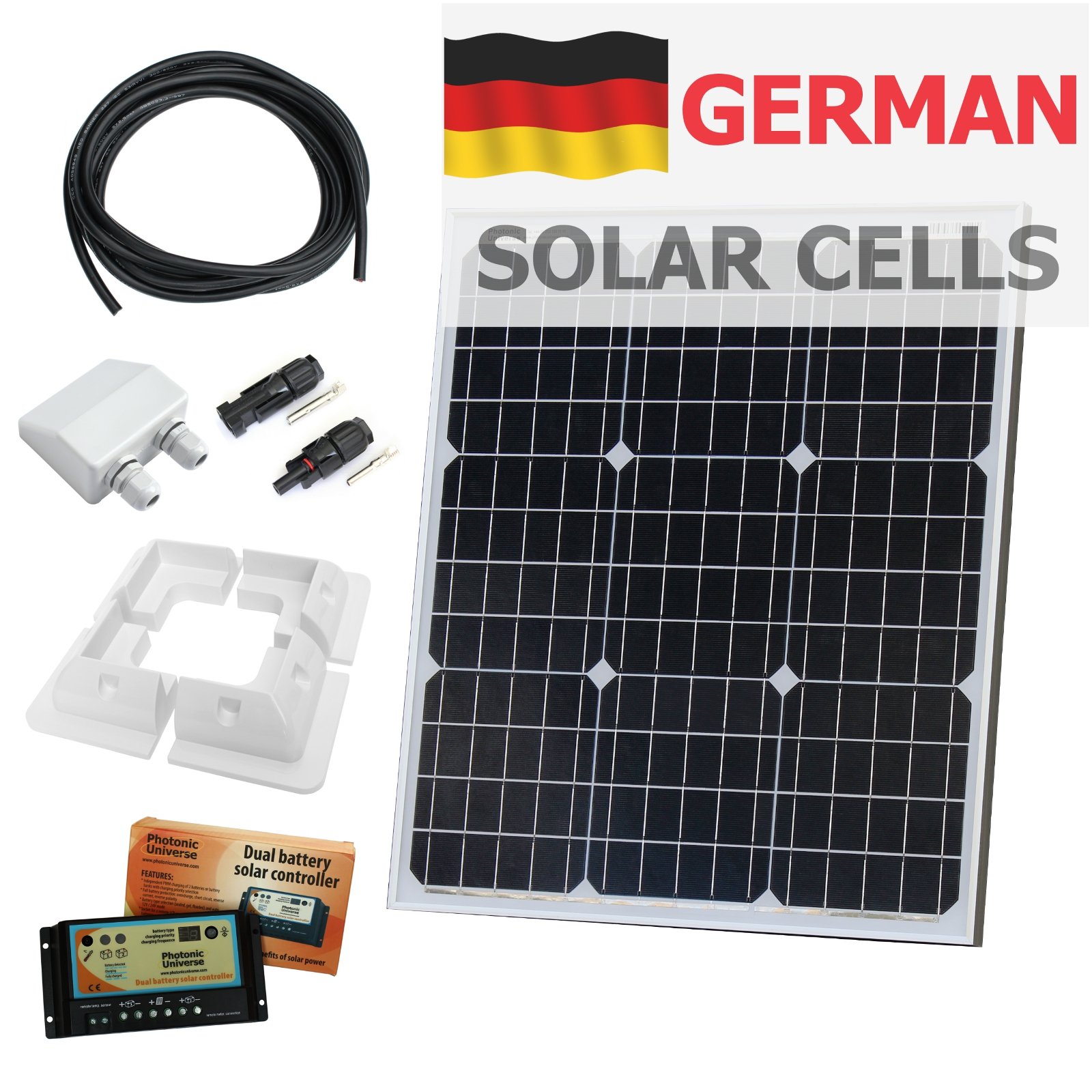 Buy 50W 12V Photonic Universe dual battery solar charging kit made of
