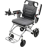 Goldseason 330lb Bearing Portable Electric Wheelchair for Adults & Seniors – 33lbs Lightweight Electric Wheelchair, Side Pockets for Essentials, Airline Approved for Travel, Silver-Gray