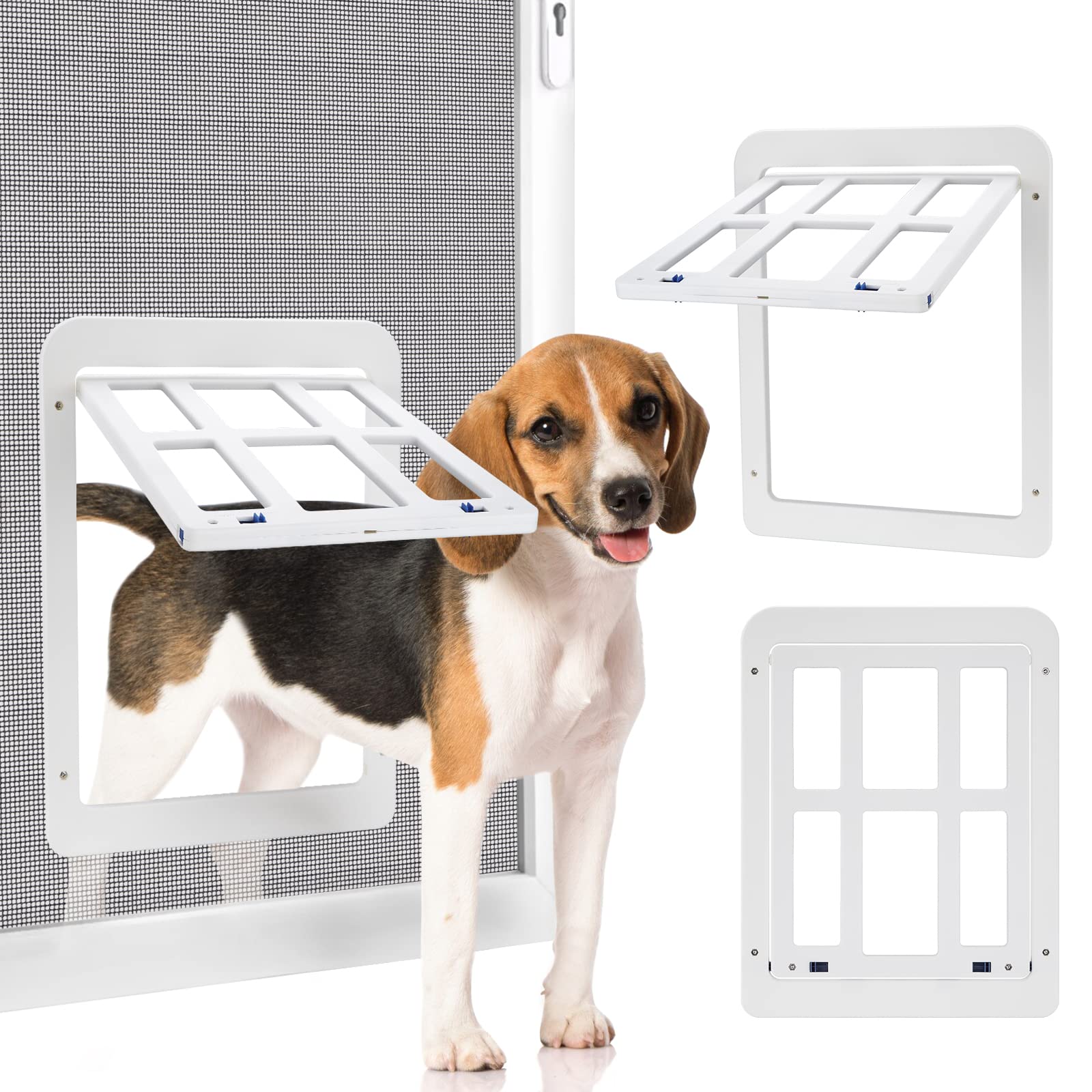 Photo 1 of Ownpets Dog Screen Door, Inside Door Flap 11x13 Inch Lockable Pet Screen Door Magnetic Closure Sturdy Doggie Door for Screen Door(White)