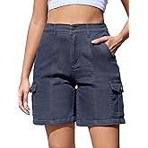Rasutina Women Stretchy Bermuda Shorts High Waisted Jean Shorts for Women Summer Cargo Shorts 7 Inch Inseam Jorts