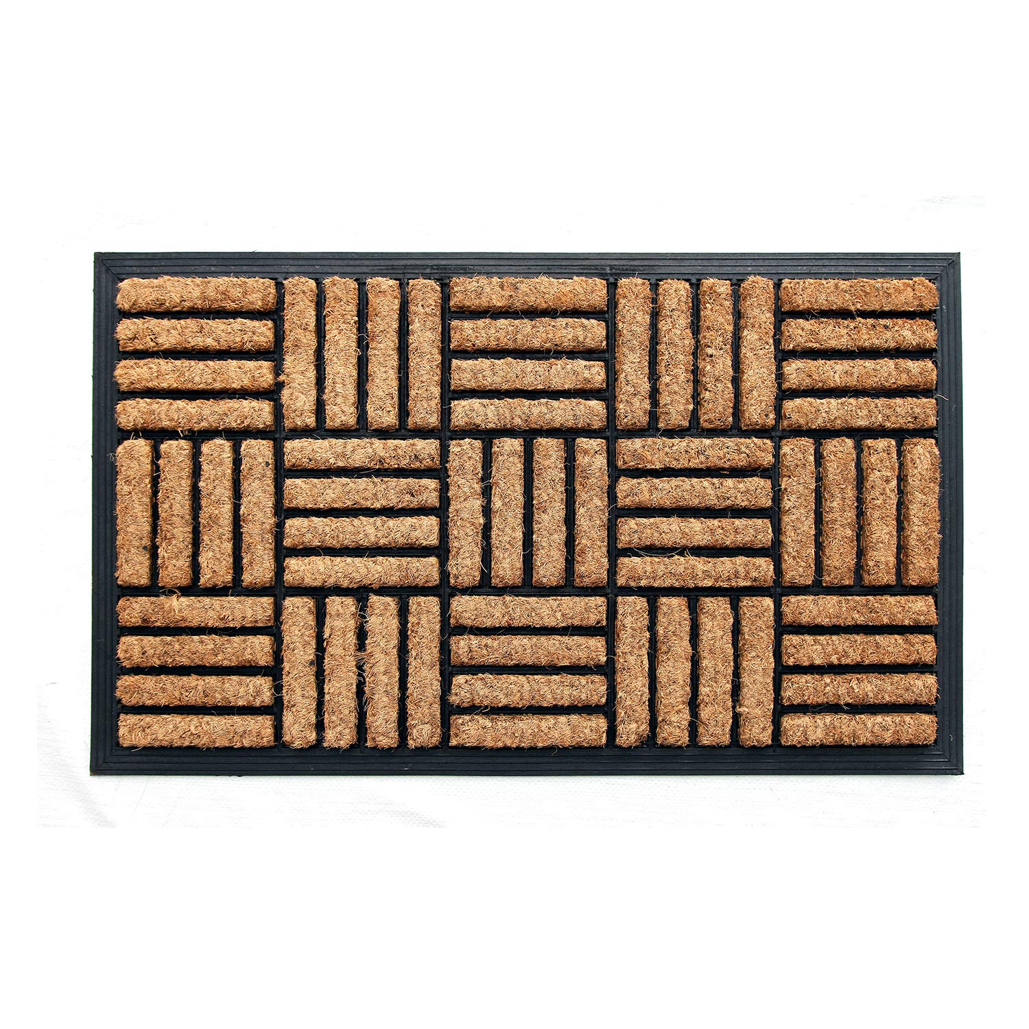 Coco & Coir Door Mat Indoor/Outdoor | 100% Natural Coir Weather Resistant Eco-friendly Entrance Mat (Shortbread)
