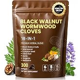 18-in-1 Wormwood Black Walnut Clove Herbal Cleanse Supplement |300 Softgels | Digestive &amp; Gut Support with Garlic, Pumpkin Seed, Oregano &amp; Berberine | Gentle Intestinal Formula |Soy-Free | 100-Day Supply
