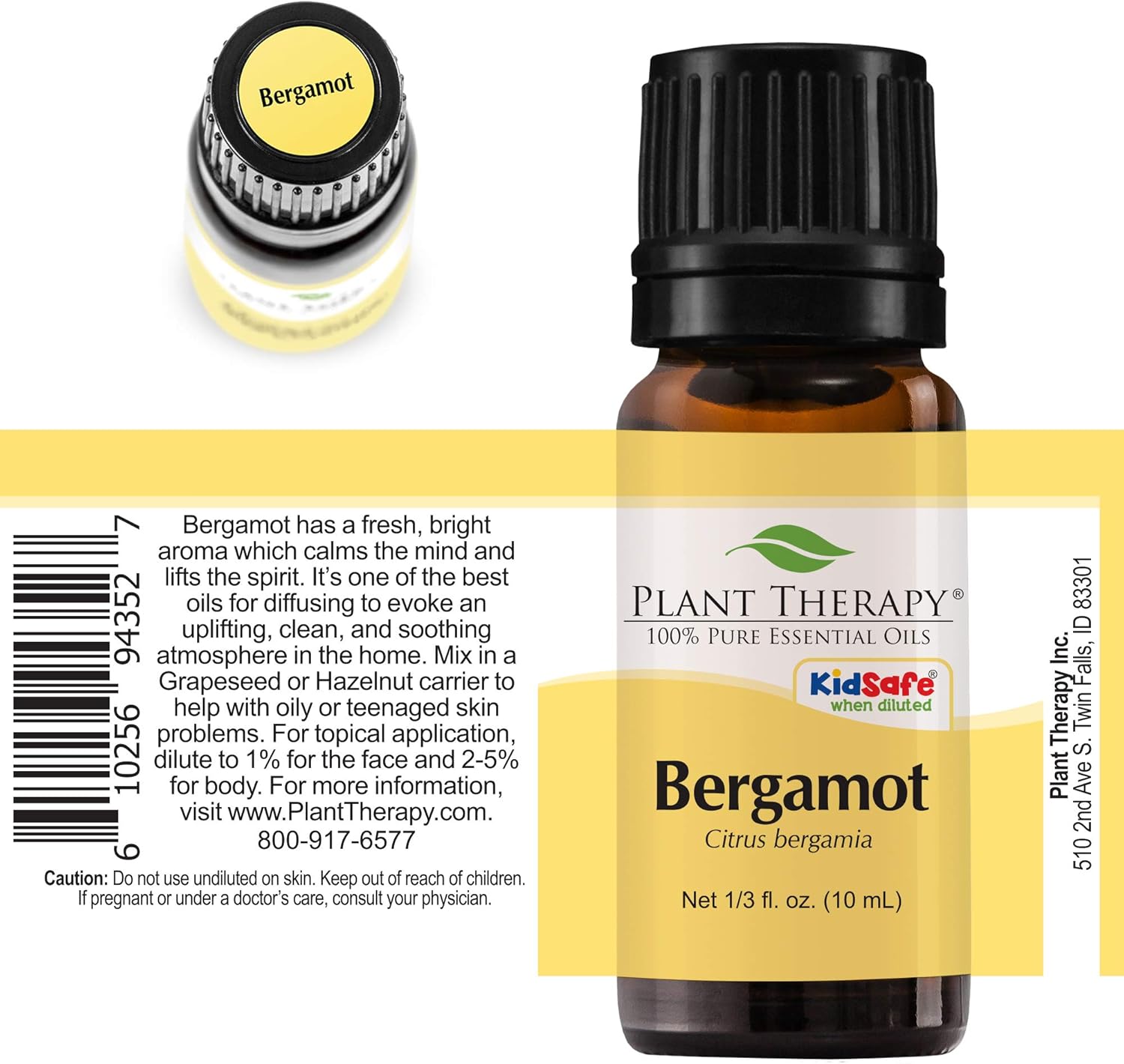 Plant Therapy Bergamot Essential Oil 100% Pure, Undiluted, Natural Aromatherapy, Therapeutic Grade 10 mL (1/3 oz): Beauty
