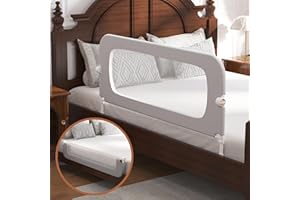 FigTime Bed Rail for Toddlers, Baby Bed Rail Guard for Kids, Toddler Bed Rails with Reinforced Anchor Fit, Height Adjustable & Foldable Bed Rail Guard for Twin, Full, Queen & King Beds (Grey, 48IN)