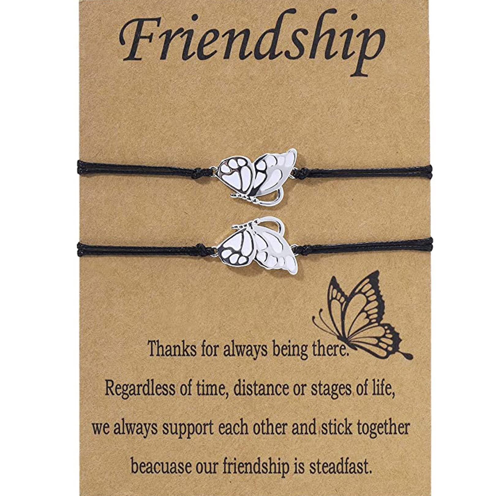 Friendship Bracelet, 2PCS Butterfly Best Friends Bracelets Matching Bracelets,BFF Bracelets Relationship Friendship Gifts for Best Friend Girls Women Mother Daughter (Silver)