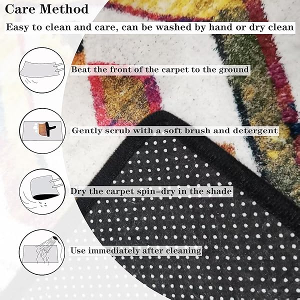 BENEDICT 2X6 ABSTRACT GEOMETRIC AREA RUG, NON SLIP LOW PILE WASHABLE CARPET, NO SHEDDING MULTI COLOR MODERN RUG FOR LIVING ROOM BEDROOM KITCHEN ENTRYWAY