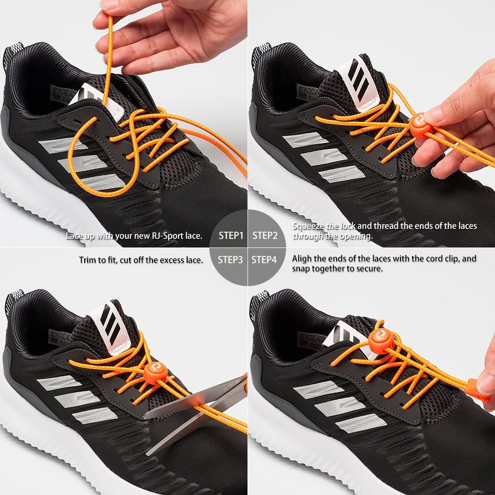 No Tie Shoelaces - Easy To Install Elastic Shoe Laces for Kids and Adults - Black: Shoes