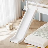 Merax Kids Bunk Bed with Adjustable Ladder & Slide, White Wood Frame view 8