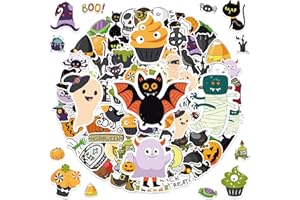 XGXHZYLC Halloween Stickers, 100Pcs Pumpkin Ghost Witch Bat Gnome Holiday Party Vinyl Waterproof Aesthetic Stickers, Water Bottle, Skateboard, Guitar, Laptop, Computer, Phone Stickers for Teens Kids
