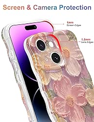 Jusy Case for iPhone 14, Colorful Retro Oil