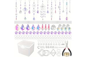 310 Pcs DIY Suncatcher Kits for Adults Colorful Crystal Sun Catchers Making Kits Indoor Window Hanging Prisms with Chain Pend