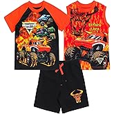 Monster Jam Grave Digger El Toro Loco Megalodon T-Shirt Tank Top and French Terry Shorts 3 Piece Set Toddler to Big Kid